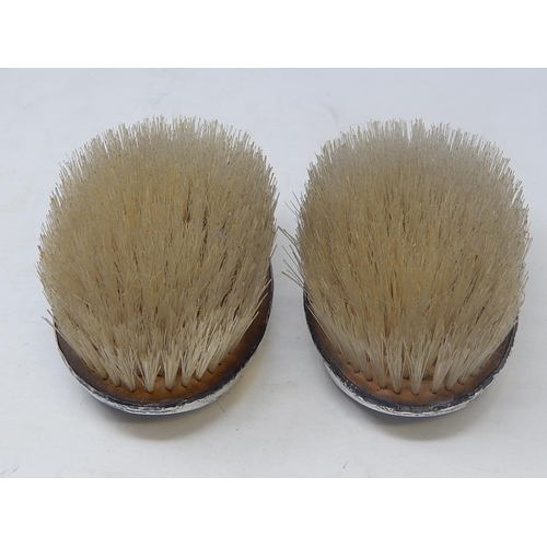57 - Pair of Silver Mounted Clothes Brushes, Hallmarked Birmingham 1926 by Broadway & Co.