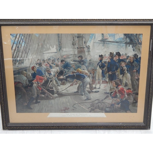 383 - Antique Print of The Hero at Trafalgar: Framed & Glazed: 100cm x 75cm