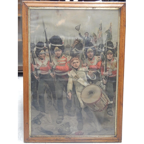 384 - Antique Print of Wellington at Waterloo: Framed & Glazed: Measures 90cm x 64cm