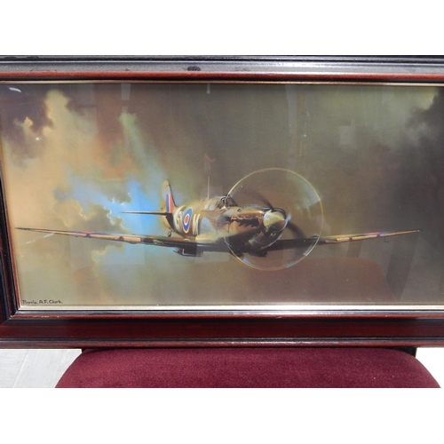 387 - Spitfire by Barrie A.F Clark: Measures 62cm x 36.5cm