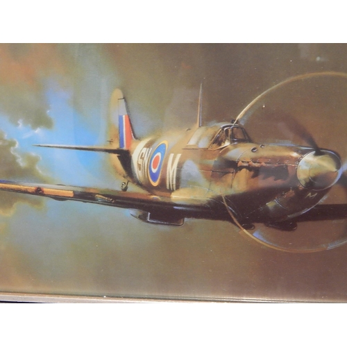 387 - Spitfire by Barrie A.F Clark: Measures 62cm x 36.5cm