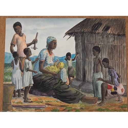 391 - THE ERNEST KNIGHT COLLECTION: PAINTINGS FROM NORTHERN RHODESIA: JOSEPH K NJAMIM: 1954