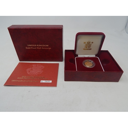 15 - 2005 Gold Proof Half Sovereign practically as struck in original box with COA