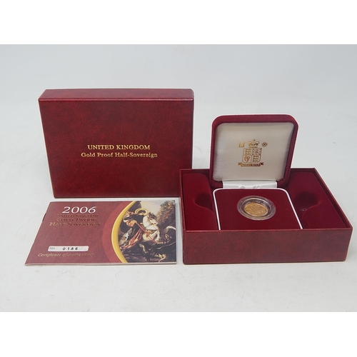 20 - 2006 Gold Proof Half Sovereign practically as struck in original box with COA