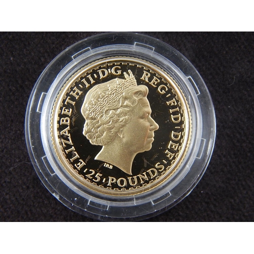 21 - 2006 Gold Britannia £25 coin weight 1/4 ounce practically as struck in original box with COA