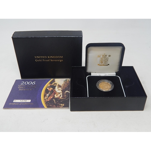 22 - 2006 Gold Proof Sovereign practically as struck in original box with COA