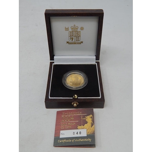 23 - 2004 Gold Britannia 1/4 ounce practically as struck in original box with COA