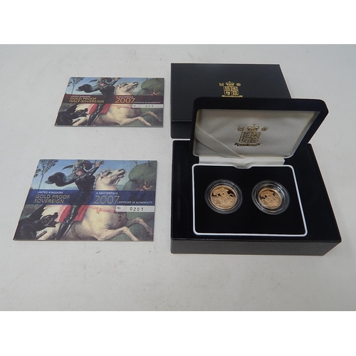 24 - 2007 Gold Proof Sovereign and Half Sovereign practically as struck in original box with COA