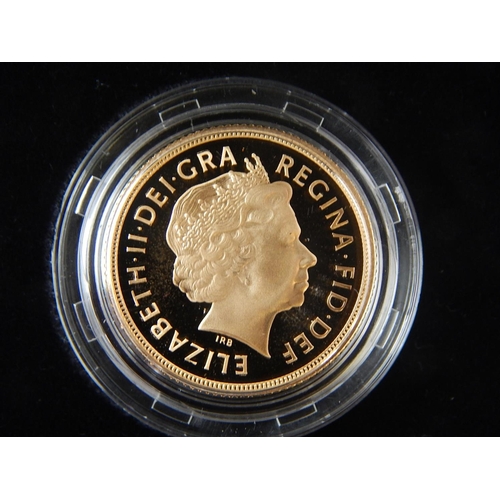 25 - 2005 Gold Proof Sovereign practically as struck in original box with COA