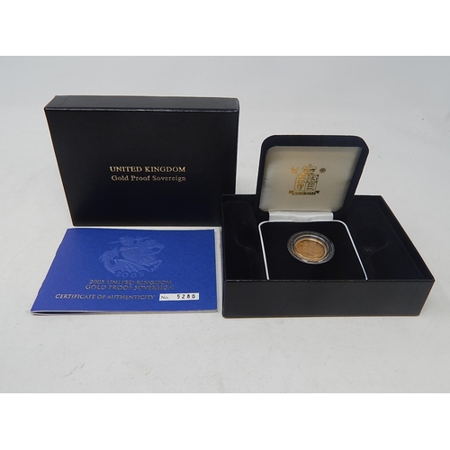 25 - 2005 Gold Proof Sovereign practically as struck in original box with COA