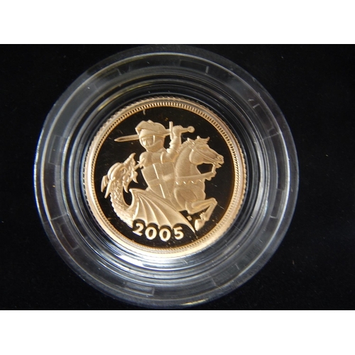 26 - 2005 and 2006 Gold Proof Half Sovereign pair practically as struck in original box with COA