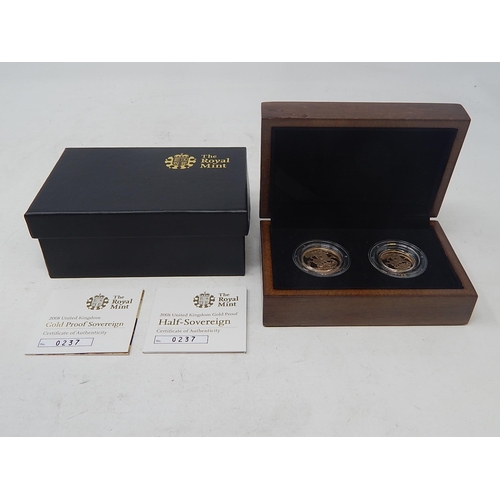 27 - 2008 Gold Proof Sovereign and Half Sovereign practically as struck in original box with COA