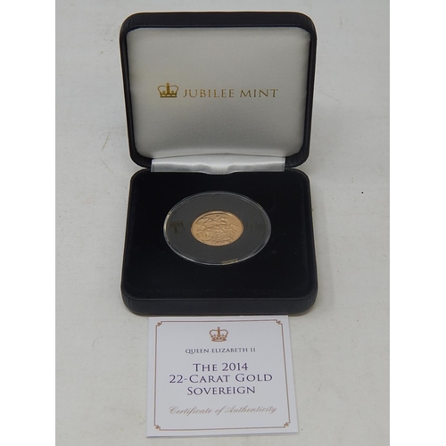 3 - 2014 Gold Proof Sovereign practically as struck in original box with COA