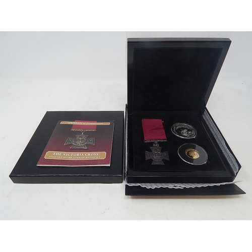 31 - The Victoria Cross Gold and Silver Set comprising Silver Crown, Double Crown in 9ct Gold and Replica... 