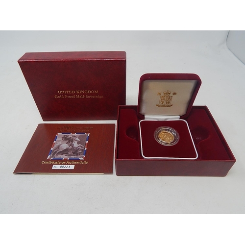 32 - 2004 Gold Proof Half Sovereign practically as struck in original box with COA