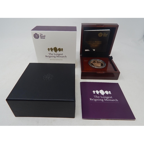 36 - 2015 Gold Proof Five Pound Crown practically as struck in original box with COA