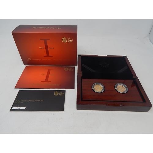 39 - 1918-2014 Gold India Mint Sovereign pair Extremely Fine or better in original box with COA