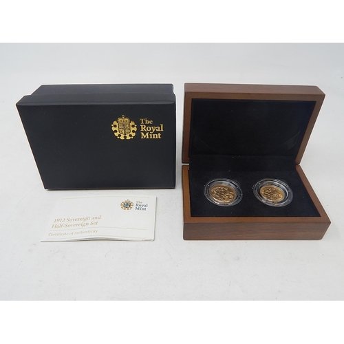 40 - 1912 Gold Sovereign and Half Sovereign pair Extremely Fine or better in original box with COA