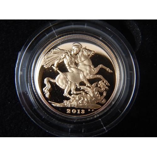 42 - 2013 Gold Proof Sovereign, Half Sovereign and Quarter Sovereign practically as struck in original bo... 