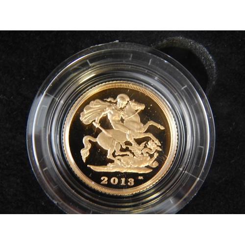 42 - 2013 Gold Proof Sovereign, Half Sovereign and Quarter Sovereign practically as struck in original bo... 