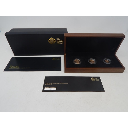 42 - 2013 Gold Proof Sovereign, Half Sovereign and Quarter Sovereign practically as struck in original bo... 