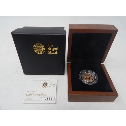 43 - 2012 Gold Proof Half Sovereign practically as struck in original box with COA