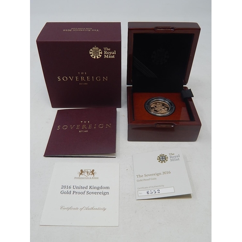 49 - 2016 Gold Proof Sovereign practically as struck in original box with COA