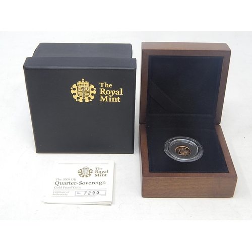 5 - 2009 Gold Proof Quarter Sovereign practically as struck in original box with COA