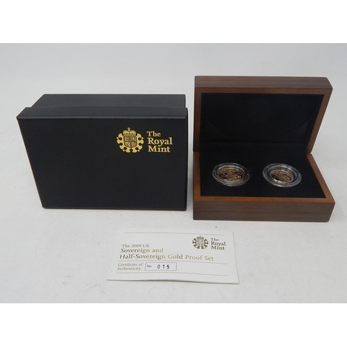 7 - 2009 Gold Proof Sovereign and Half Sovereign practically as struck in original box with COA