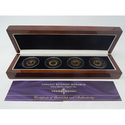 54 - Tristan da Cunha Gold Double Crown Set 4 x 9ct coins weighing 4g each