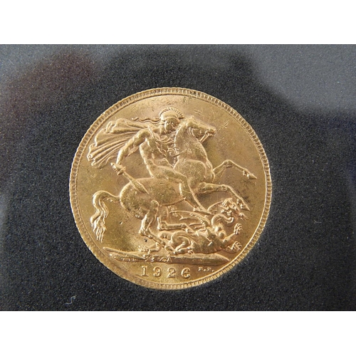 55 - 1926 Gold Sovereign with a 2016 Proof Sovereign both practically as struck in original box with COA