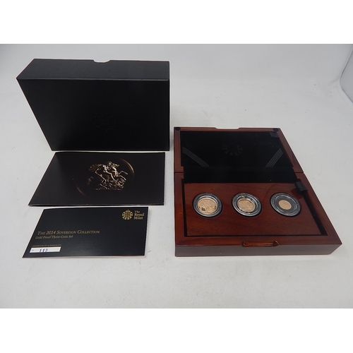 61 - 2014 Gold Proof Sovereign, Half Sovereign and Quarter Sovereign practically as struck in original bo... 