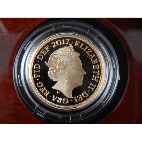 70 - 2017 Proof Gold Sovereign cased practically as struck with COA