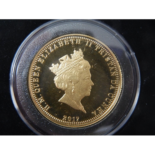 73 - Tristan da Cunha £2 piece struck in 22ct gold and weighing 16g issued to commemorate the passing of ... 