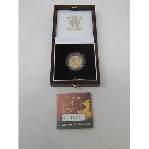 76 - 2004 Britannia 1/10 Ounce cased, about as struck