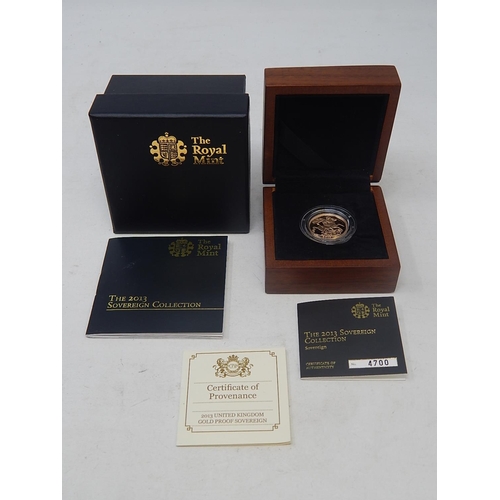 80 - 2013 Proof Gold Sovereign cased practically as struck with COA