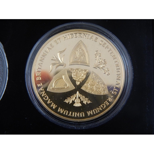 81 - Tristan da Cunha Gold Proof £1, £2 Total Gold weight 64g 22ct about as struck