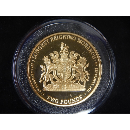 81 - Tristan da Cunha Gold Proof £1, £2 Total Gold weight 64g 22ct about as struck