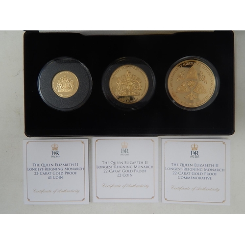 81 - Tristan da Cunha Gold Proof £1, £2 Total Gold weight 64g 22ct about as struck