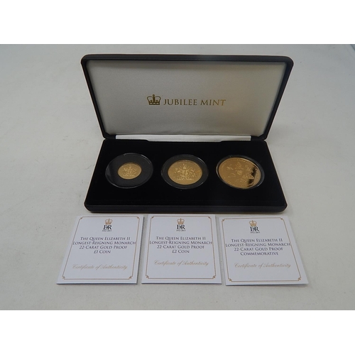 81 - Tristan da Cunha Gold Proof £1, £2 Total Gold weight 64g 22ct about as struck