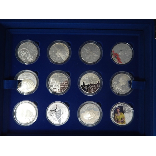 100 - 2012-2013 Silver Proof Queens Diamond Jubilee 24 coin set in Royal Mint case of issue practically as... 