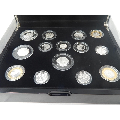 102 - 2014 UK Silver Proof Set 14 coins (0060) practically as struck in original box with COA