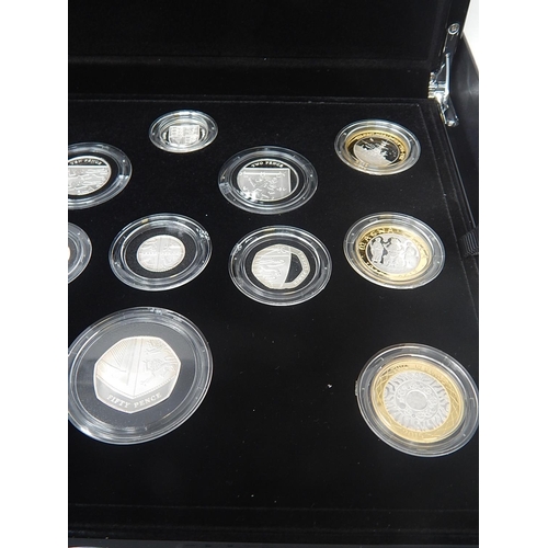 94 - 2015 UK Silver Proof Coin Set practically as struck in original box with COA