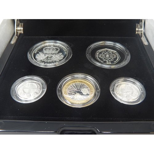 112 - 2010 Silver Piedfort Set (5 coins) practically as struck in original box with COA