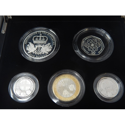 112 - 2010 Silver Piedfort Set (5 coins) practically as struck in original box with COA