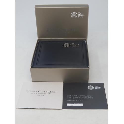 118 - 2013 60th Anniversary 5 ounce Silver Proof coin practically as struck in original box with COA