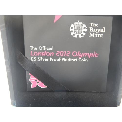 146 - 2012 Olympics £5 Piedfort practically as struck in original box with COA