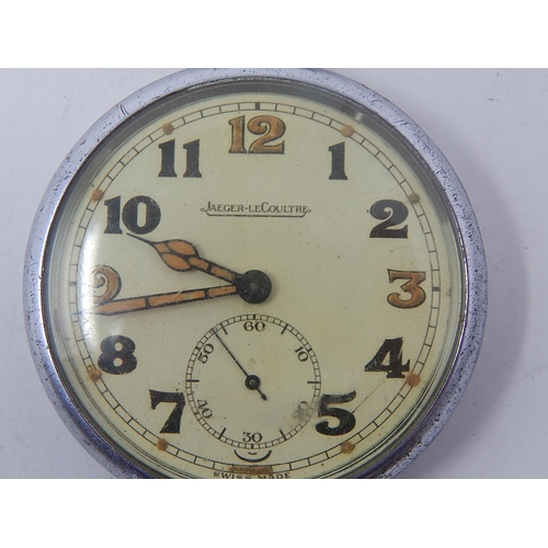 1 - WWII Jaeger Le Coultre Pocket Watch: G.T.S.P 265476 XX & Broad Arrow to Reverse. 5cm Diameter.