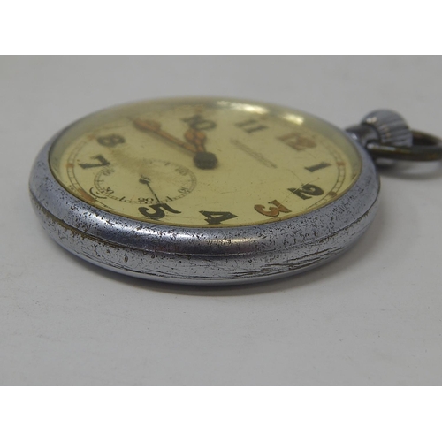 1 - WWII Jaeger Le Coultre Pocket Watch: G.T.S.P 265476 XX & Broad Arrow to Reverse. 5cm Diameter.