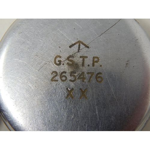 1 - WWII Jaeger Le Coultre Pocket Watch: G.T.S.P 265476 XX & Broad Arrow to Reverse. 5cm Diameter.